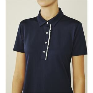 Tory Burch Tech Pique Short Sleeve Polo in Navy Size Medium